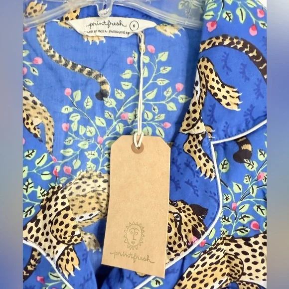 NWT PRINTFRESH Organic Cotton Bagheera Print Long Sleeve Pajama Set Size Small - Picture 4 of 11